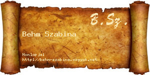Behm Szabina névjegykártya